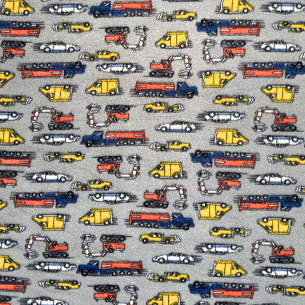 Printed Polar Fleece Cars & Trucks Grey