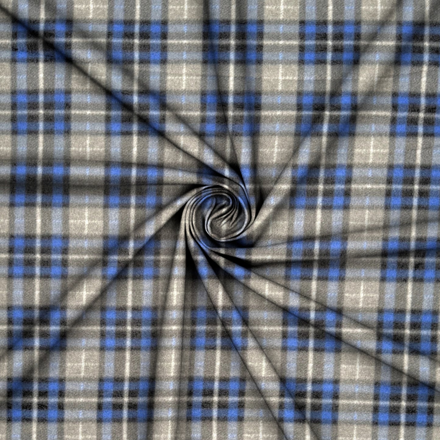 Printed Polar Fleece Check Navy & Taupe
