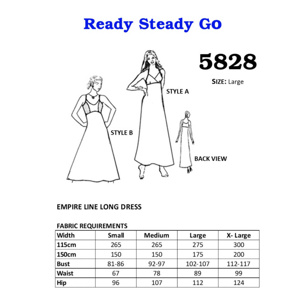 Pattern | Empire Line Long Dress 5828 - Ragland Fabrics