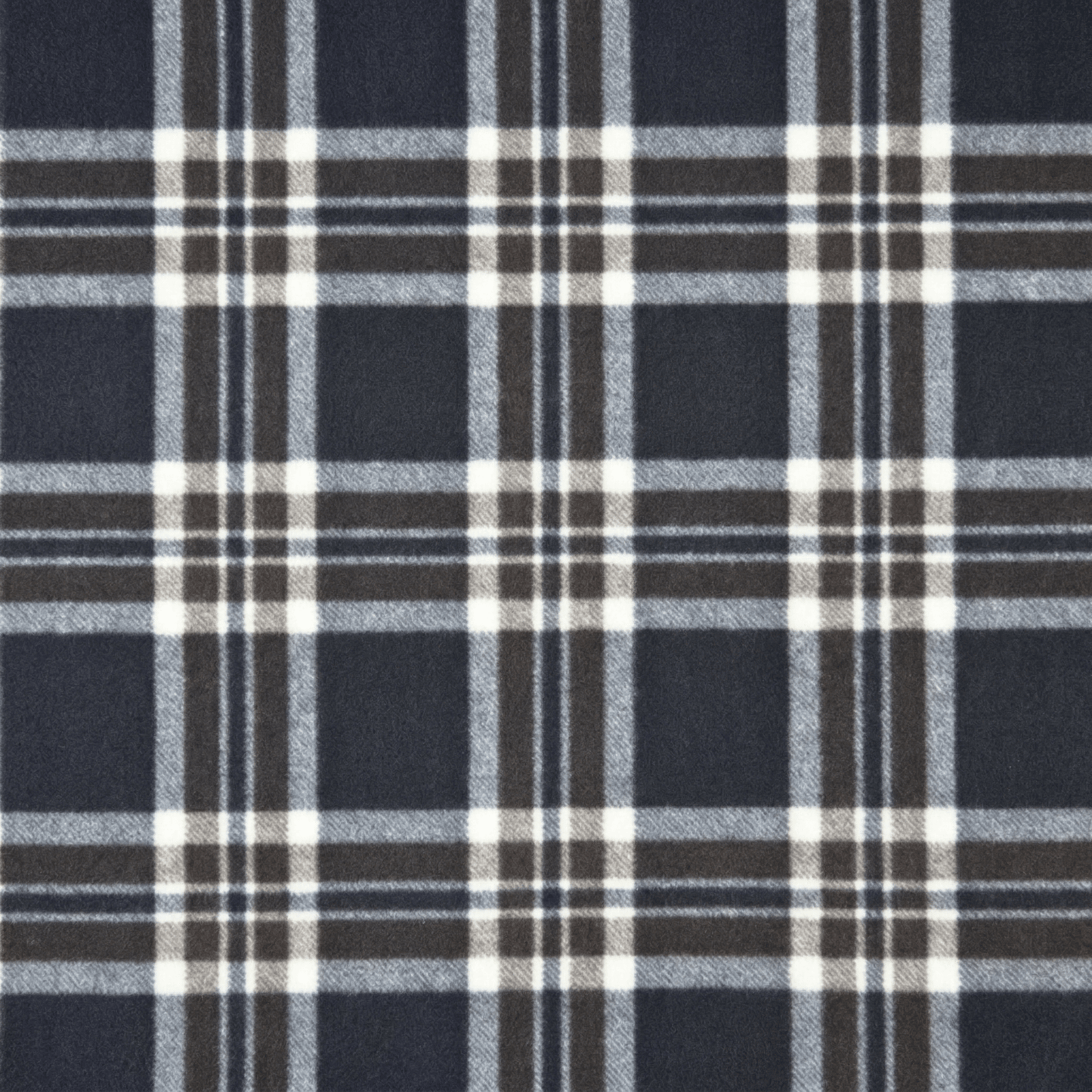 Printed Polar Fleece Tartan Black/Brown/White - Ragland Fabrics