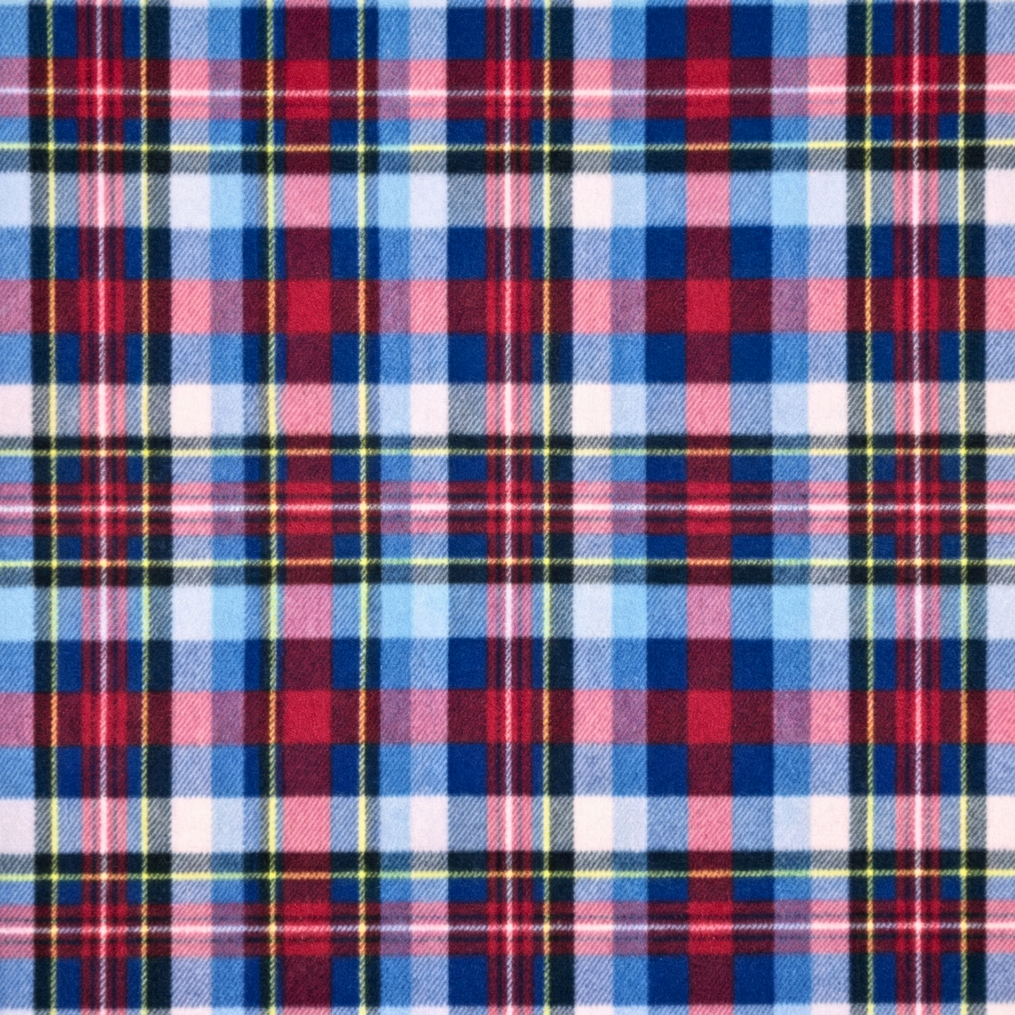 Printed Polar Fleece Tartan Blue/White/Red - Ragland Fabrics
