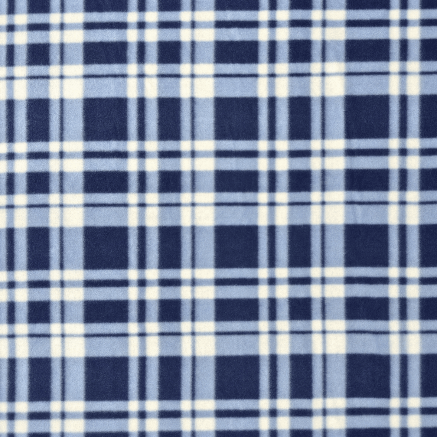 Printed Polar Fleece Tartan Blue/White - Ragland Fabrics