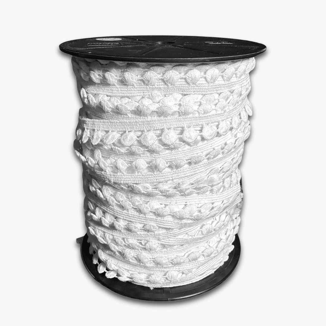 Pom Pom Lace 12mm | White (Per Met) - Ragland Fabrics
