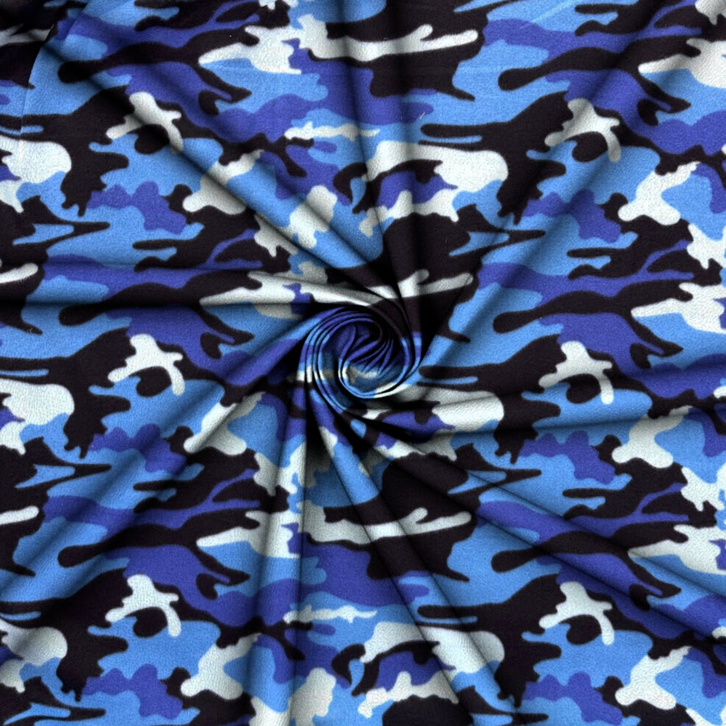 Printed Polar Fleece Camo Bluezey Blues - Ragland Fabrics