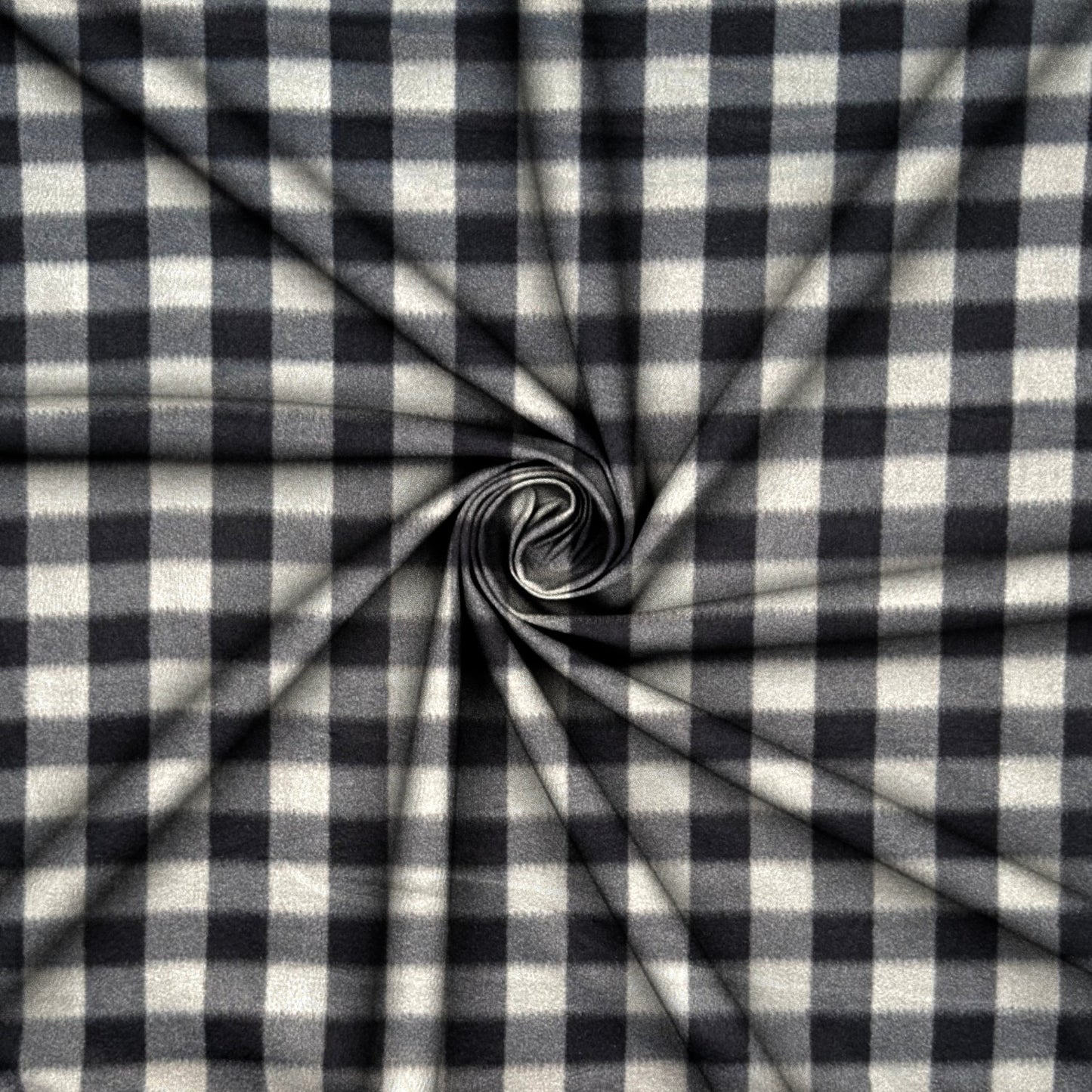 Printed Polar Fleece Check Black & Grey - Ragland Fabrics