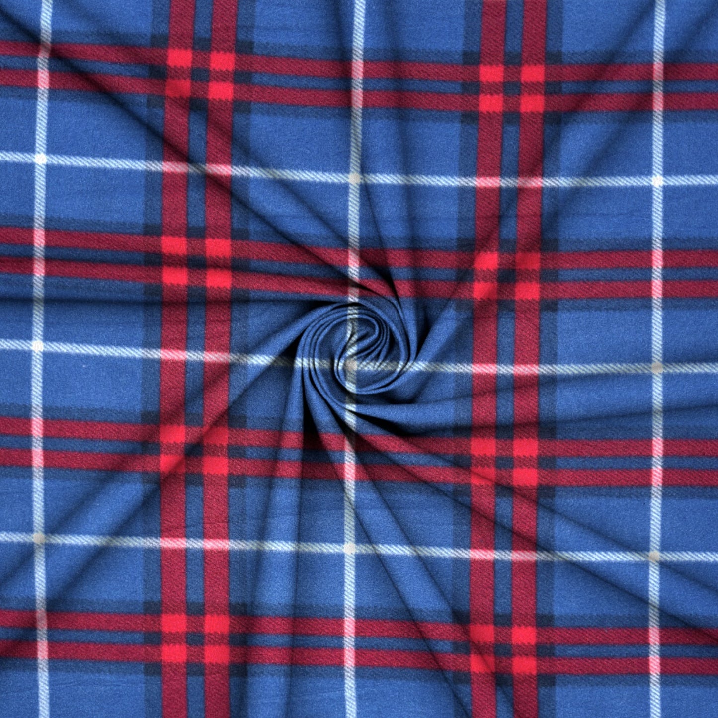 Printed Polar Fleece Check Royal & Red - Ragland Fabrics
