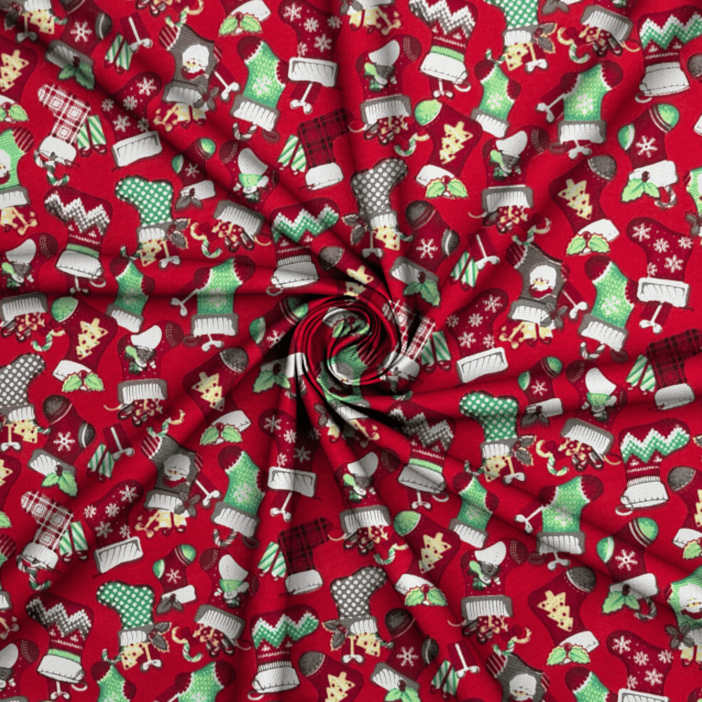 Printed Poly Cotton Stocking Red - Ragland Fabrics