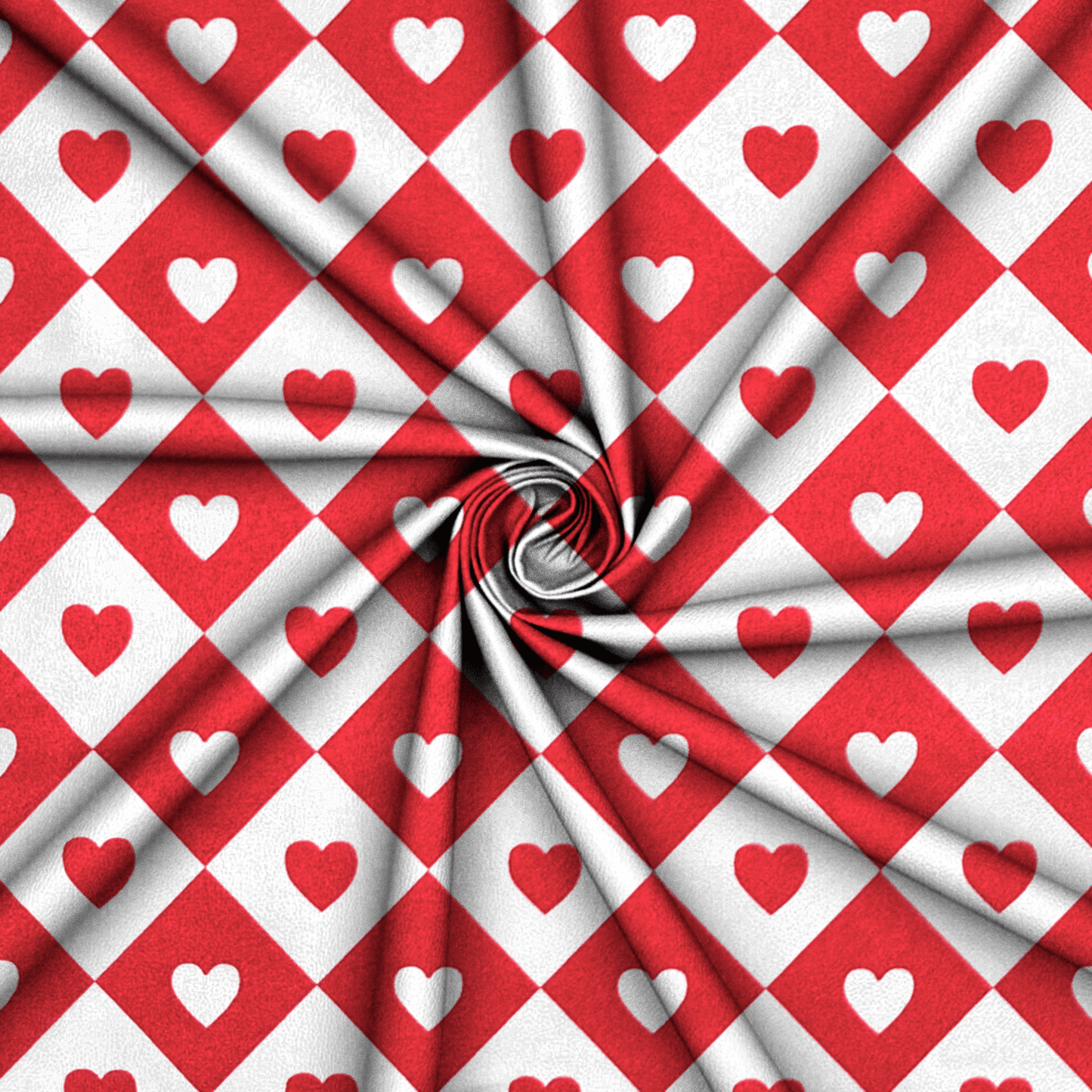 Printed Satin | Heart Checker - Ragland Fabrics