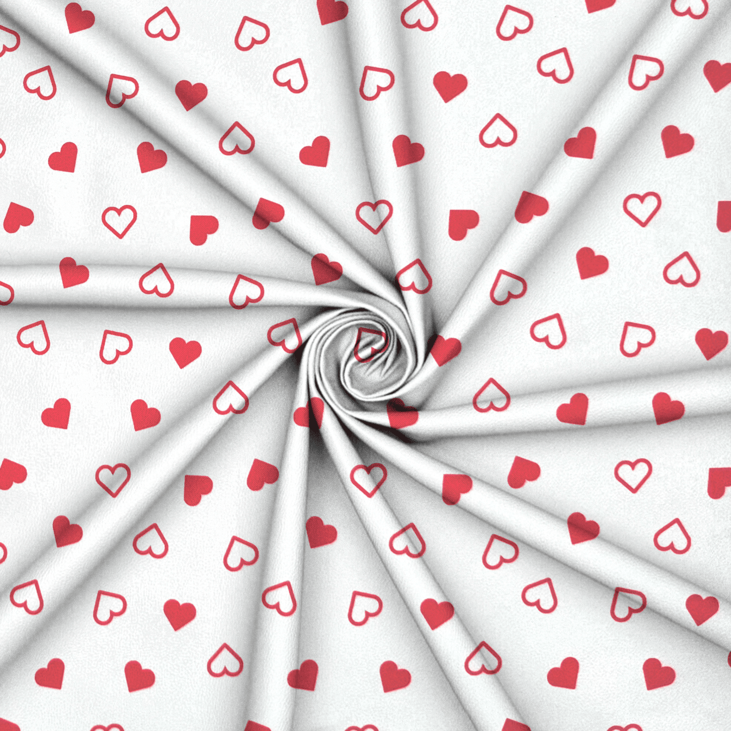 Printed Satin | Heart White - Ragland Fabrics