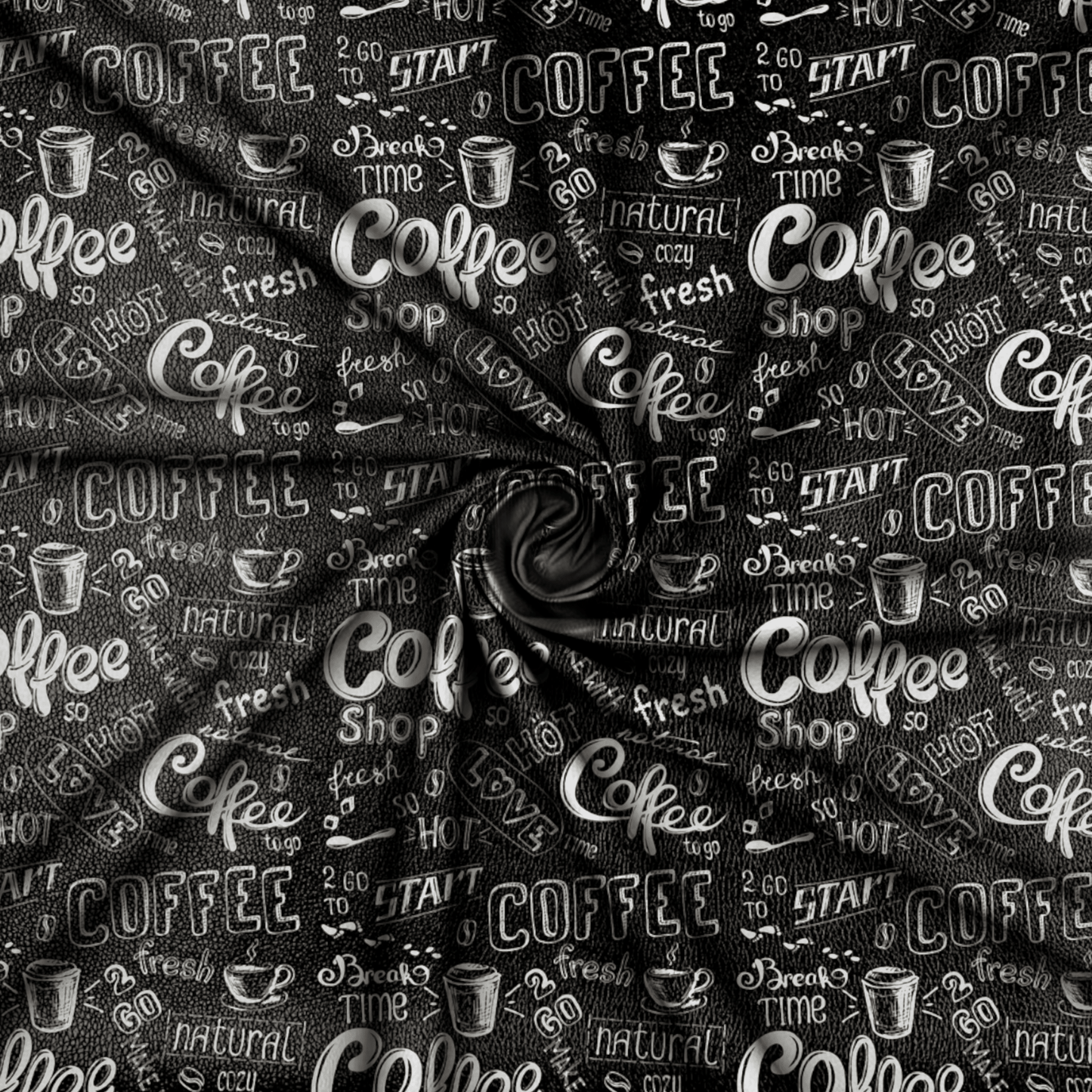 Printed Vinyl Black Coffee - Ragland Fabrics