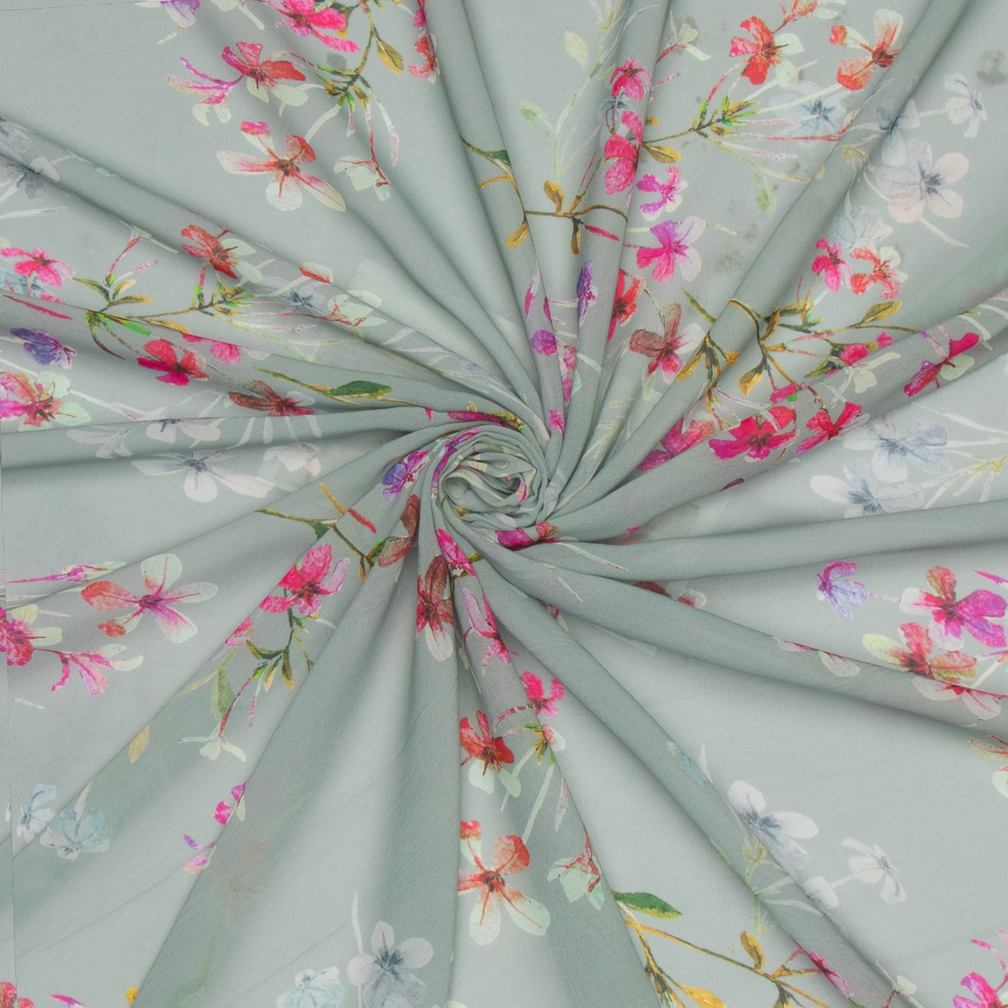 Printed Chiffon Grey Floral