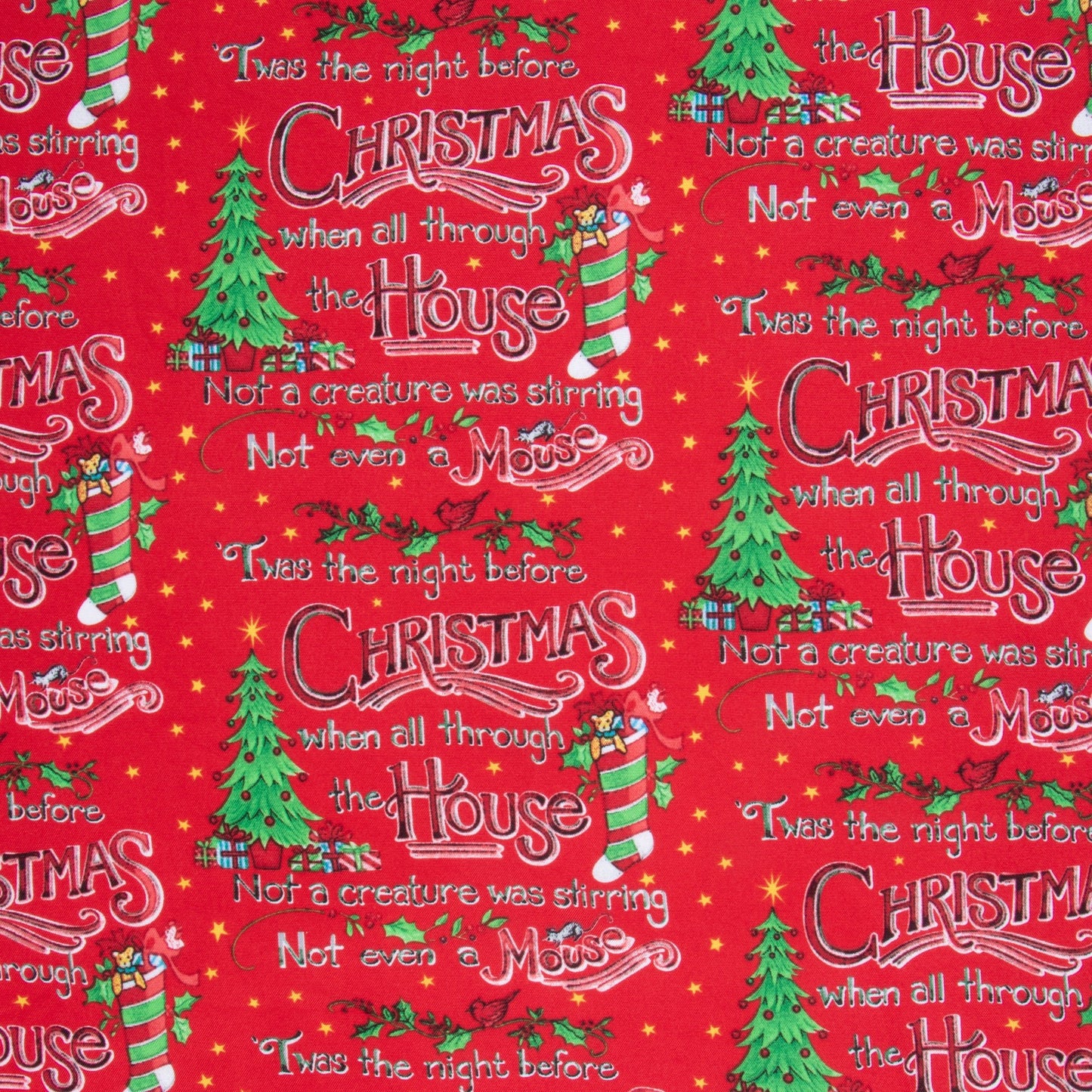 Christmas Printed Mini Matt House Red - Ragland Fabrics