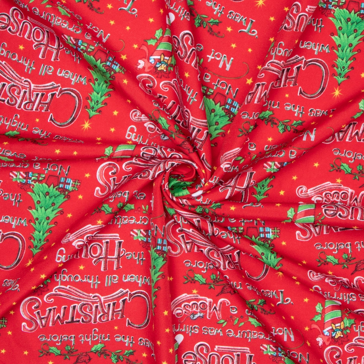 Christmas Printed Mini Matt House Red - Ragland Fabrics