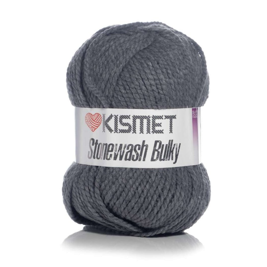 Wool Stone Wash Bulky Charcoal - Ragland Fabrics