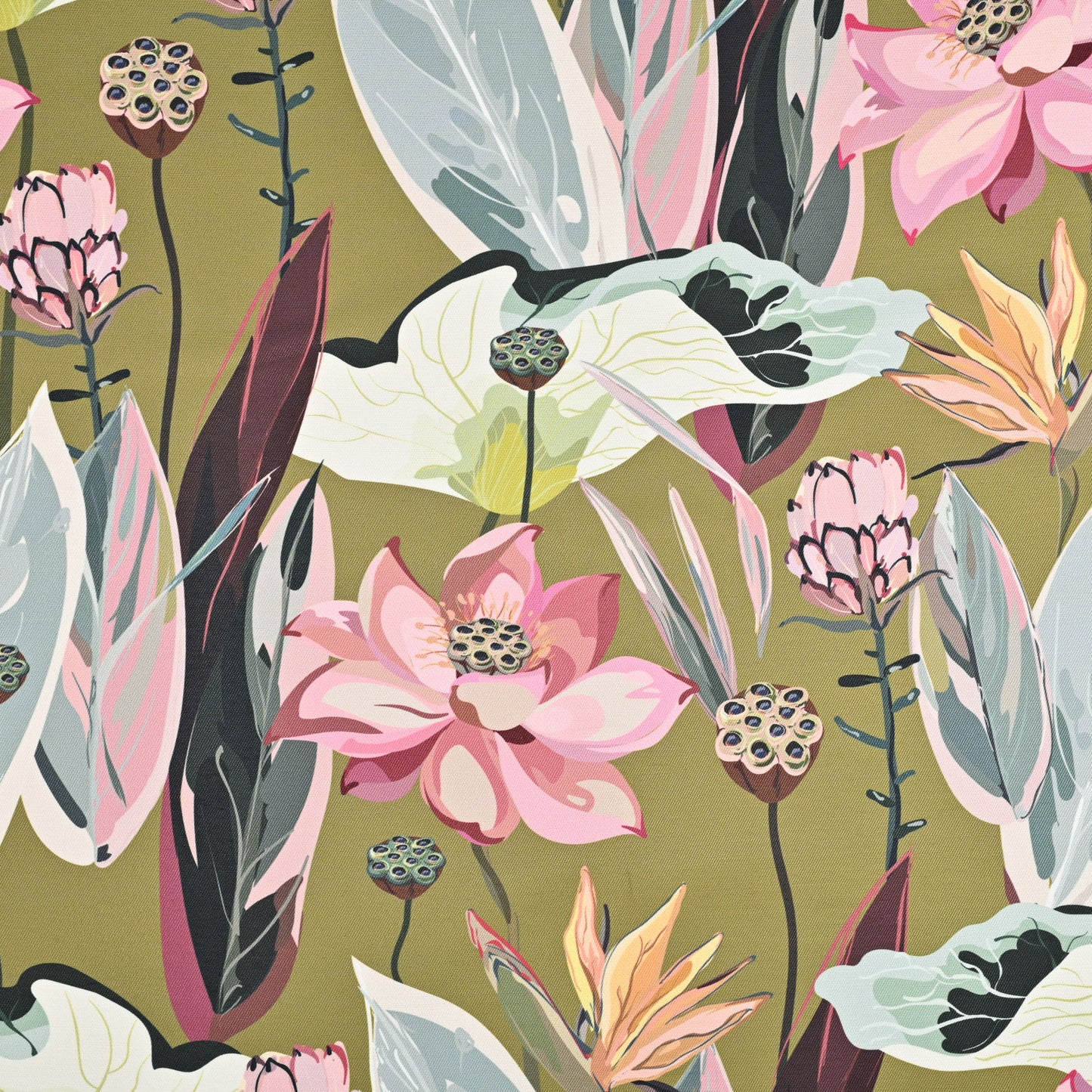 Eco Fabric Peach Blossom Chartreuse 140cm - Ragland Fabrics
