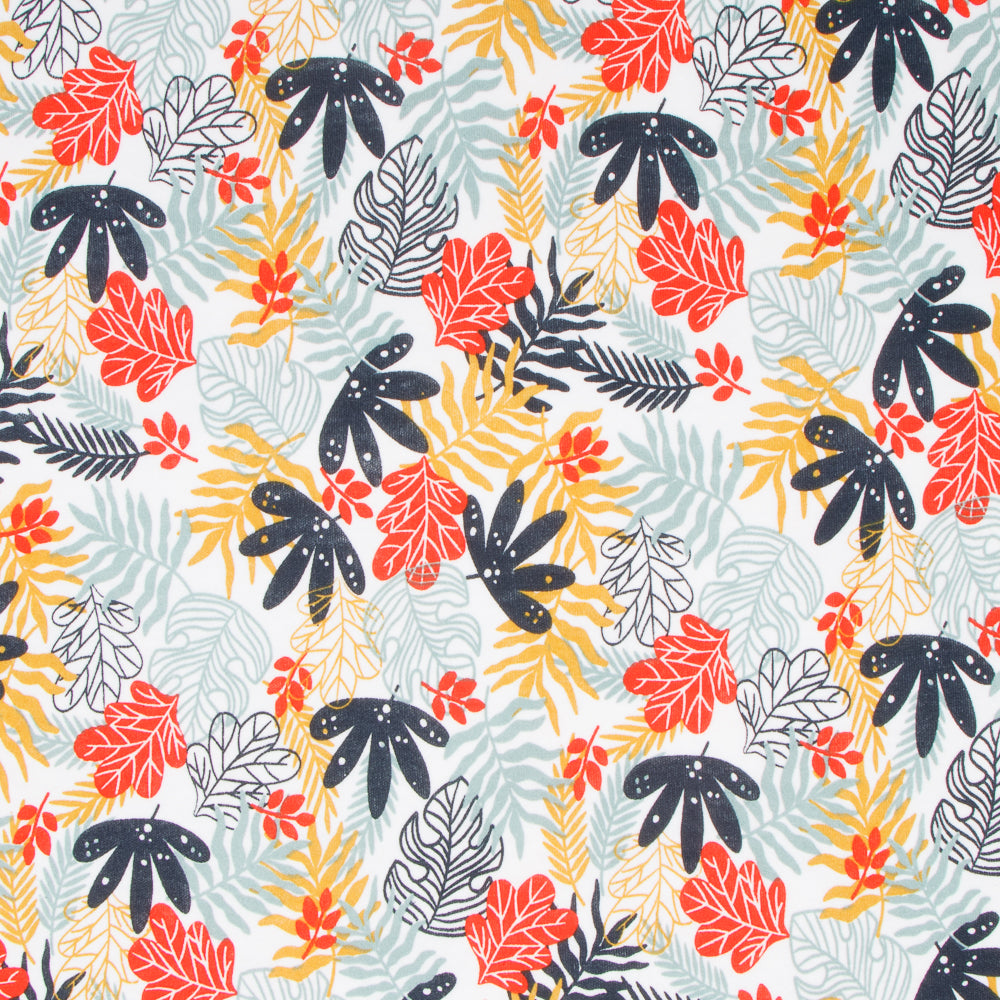 Cotton Knit Leaf Print