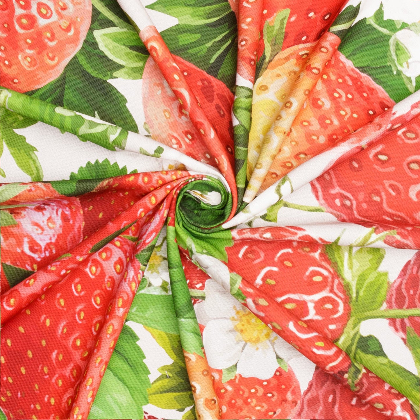 Printed Cotton Linens 140cm Strawberries White - Discontinued - Ragland Fabrics