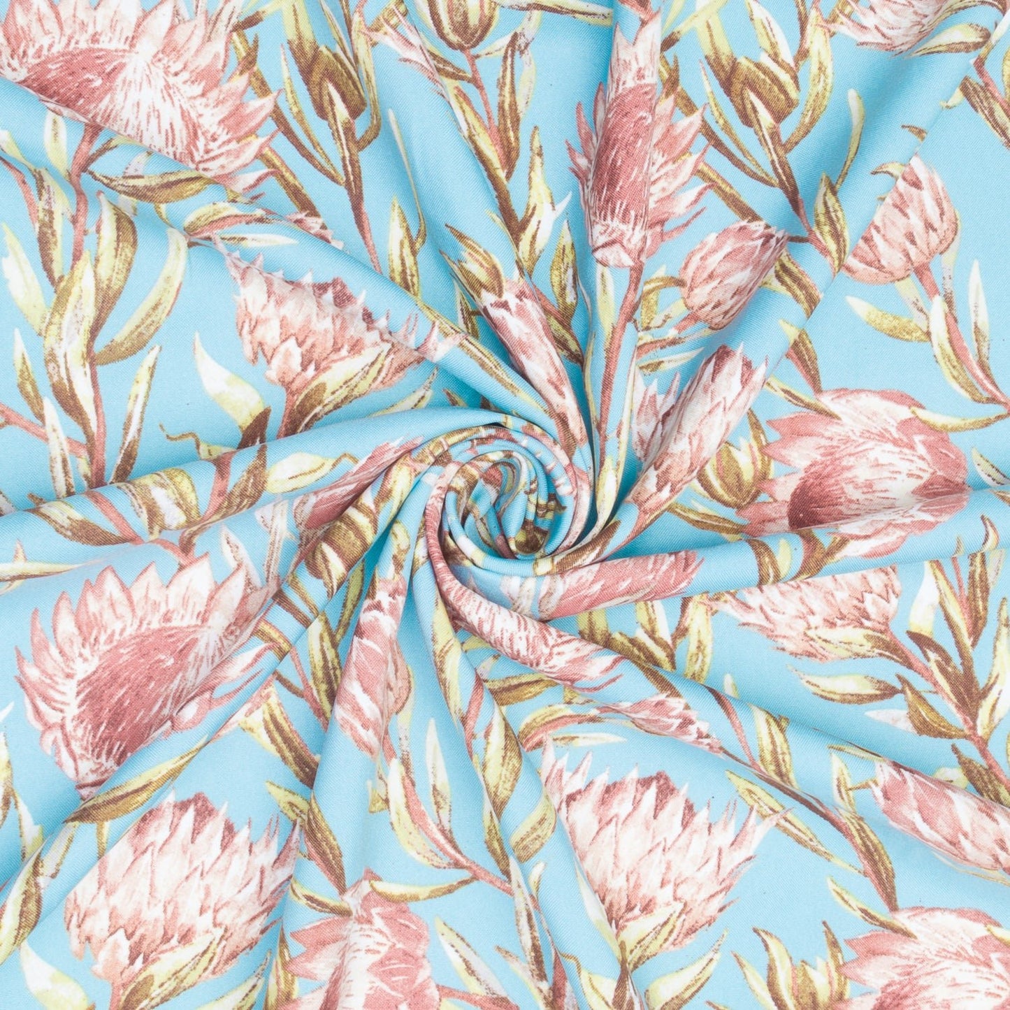 Printed Mini Matt Protea Classic Sky - Ragland Fabrics