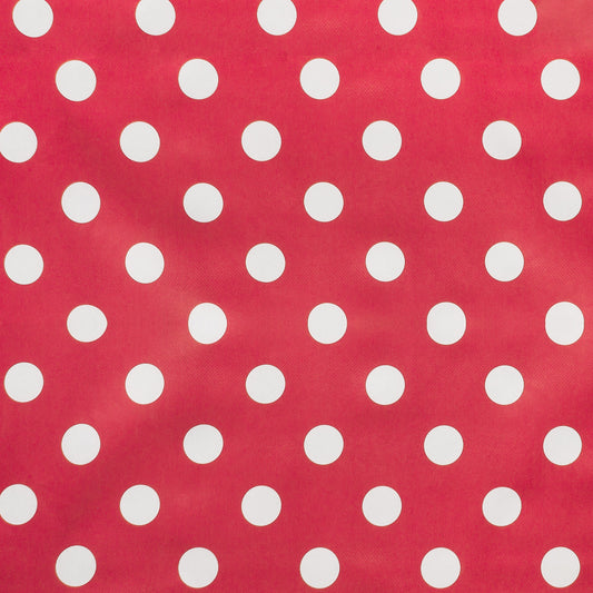 PVC Printed Table Cloth Plastic Red/White Dot