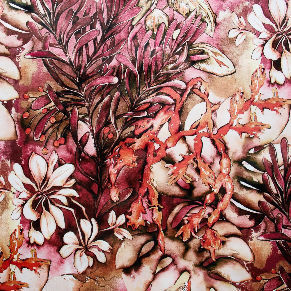 Printed Velvet Botanica Coral 140cm - Ragland Fabrics