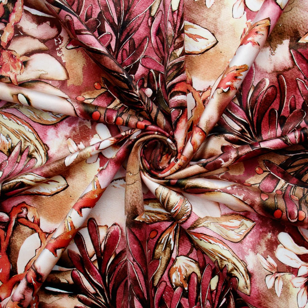 Printed Velvet Botanica Coral 140cm - Ragland Fabrics