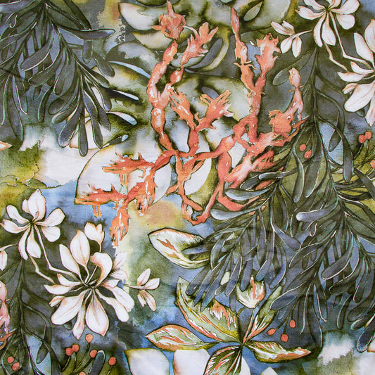 Printed Velvet  Botanica Olive 140cm