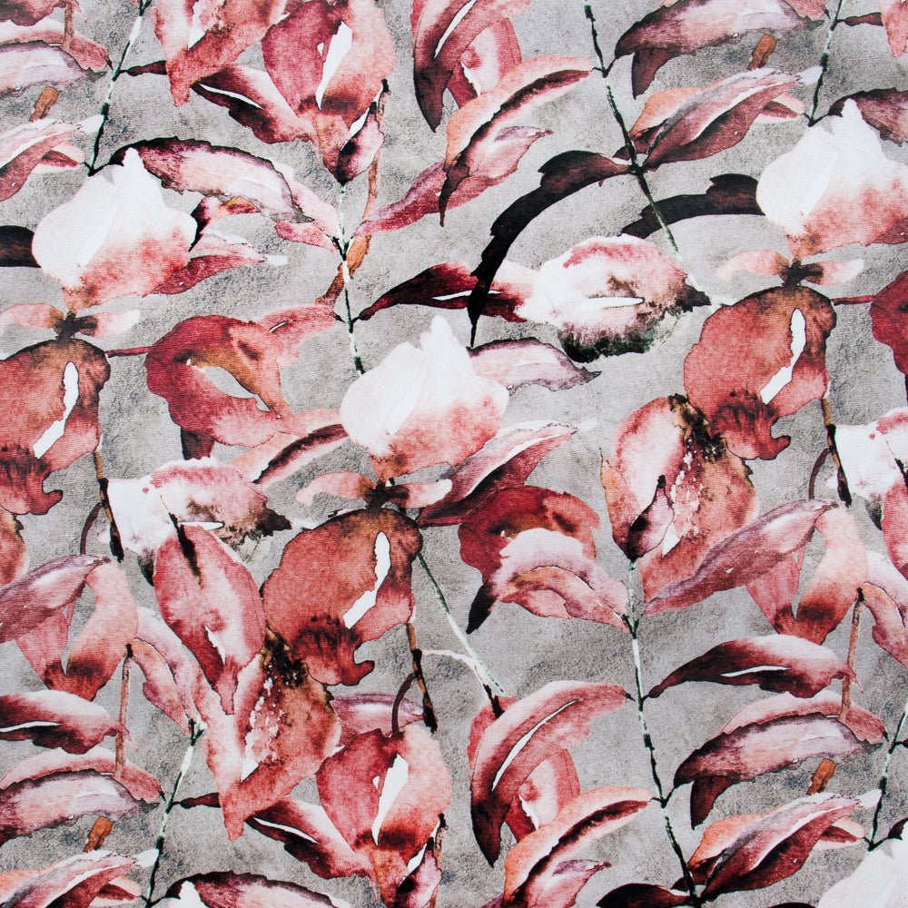 Printed Velvet Laurel Coral 140cm - CLOUSEOUT - Ragland Fabrics