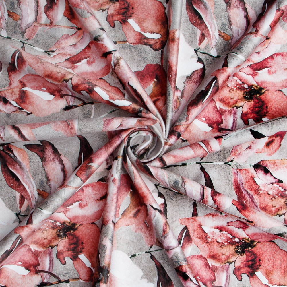 Printed Velvet Laurel Coral 140cm - CLOUSEOUT - Ragland Fabrics