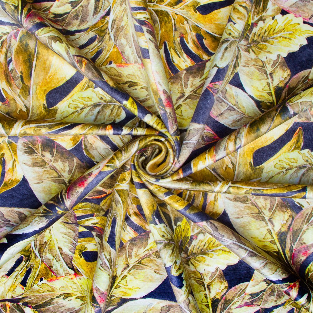 Printed Velvet Sweet Basil Ochre 140cm - CLOSEOUT - Ragland Fabrics