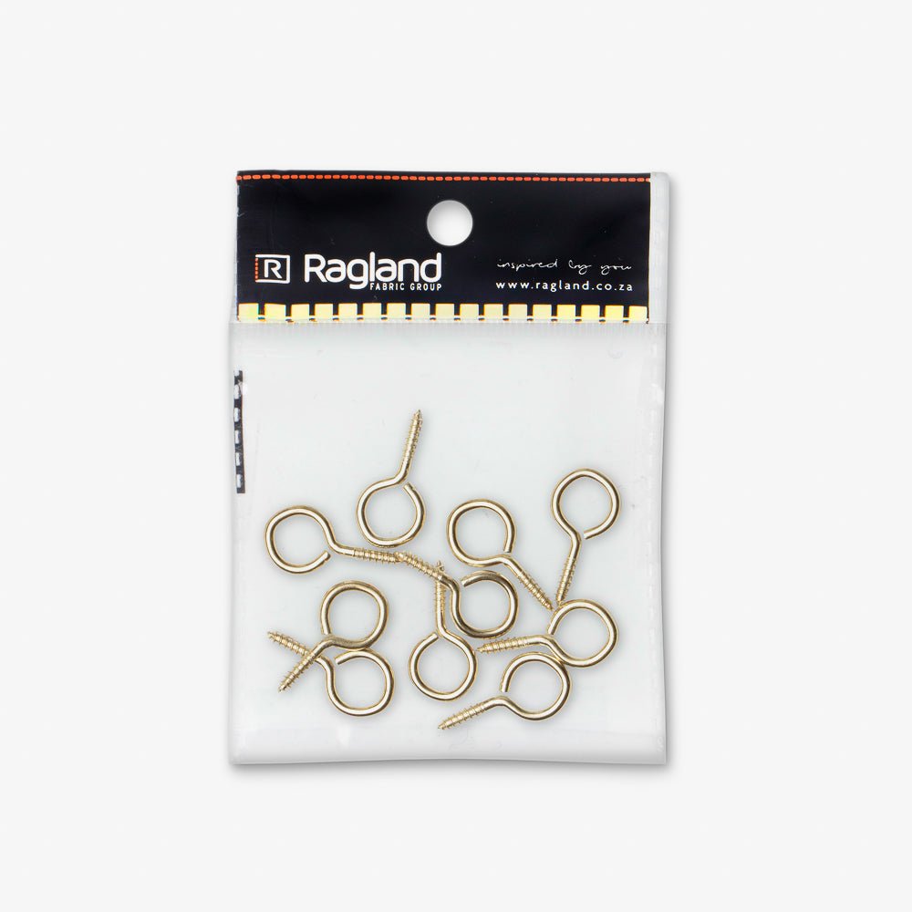Screw Eyes Brass - Size 6 - Ragland Fabrics