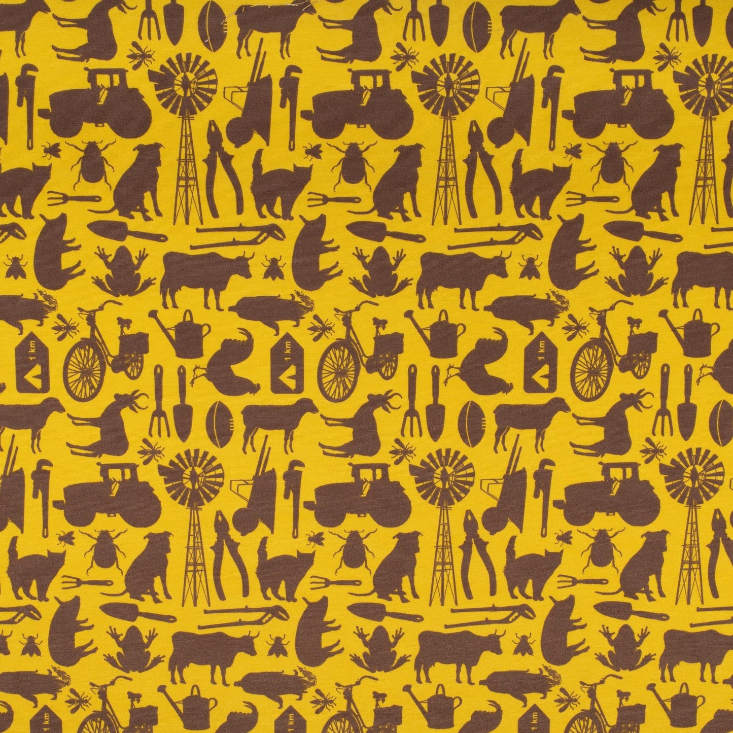 Printed Poly Cotton 140cm Farmyard Lime - Ragland Fabrics