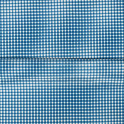 Printed Poly Cotton Gingham Blue 140cm