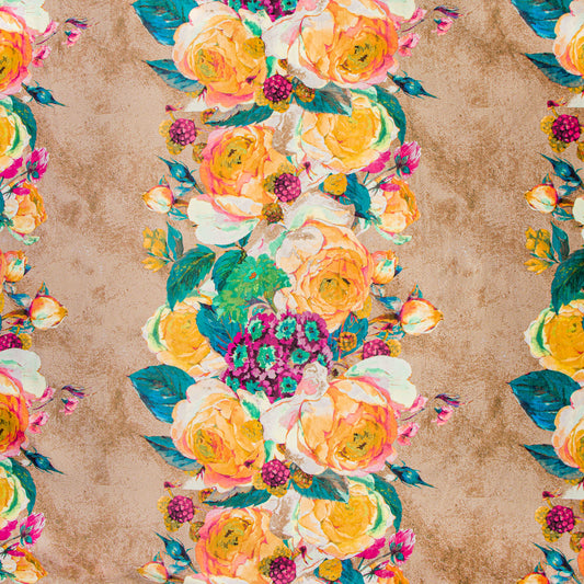 Printed Velvet Large Rose Yellow 140cm- To Be Discontinued