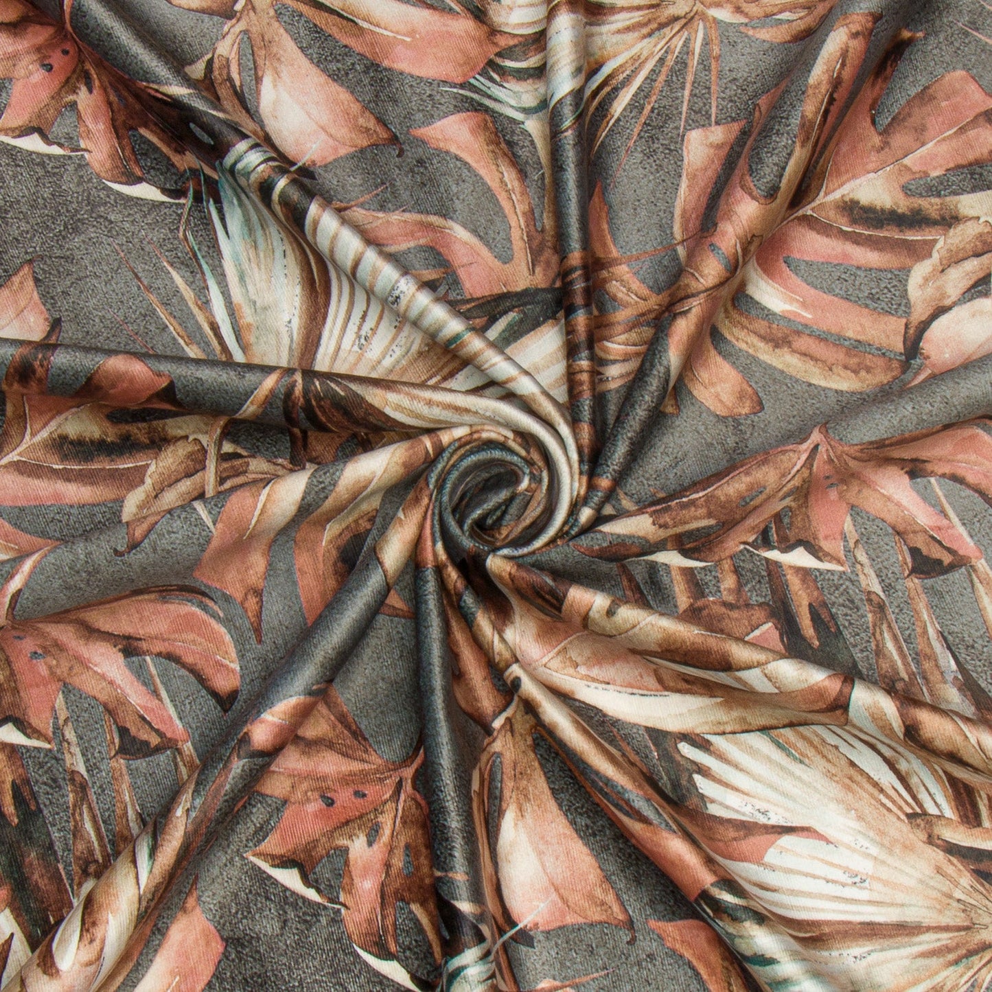 Printed Velvet Monstera Coral 140cm - CLOSEOUT - Ragland Fabrics