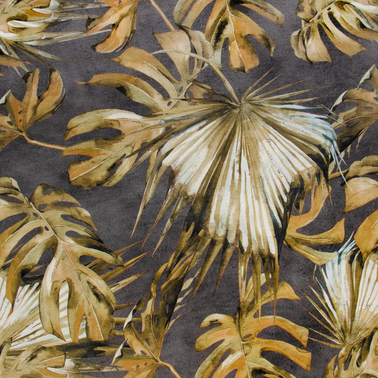 Printed Velvet Monstera Ochre 140cm