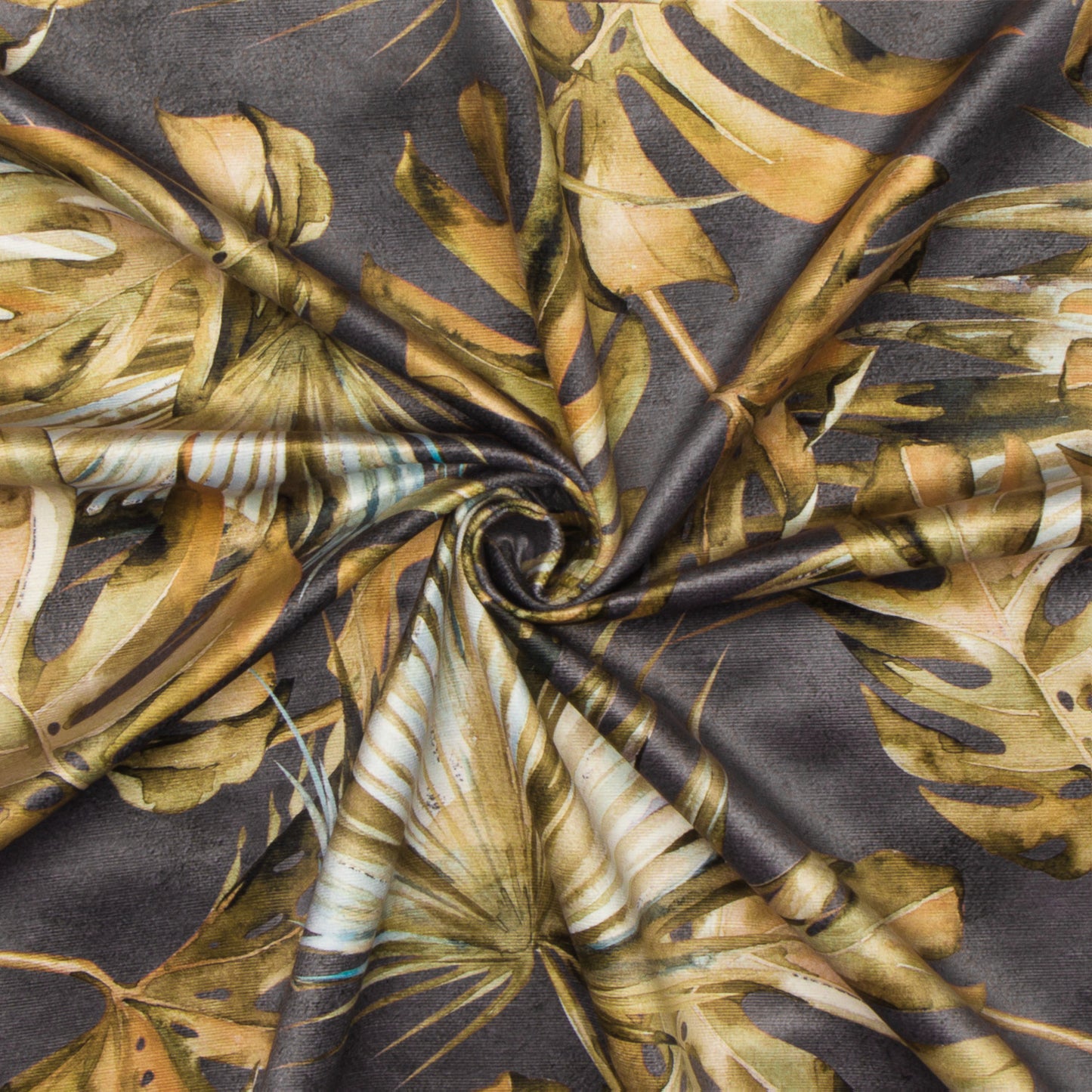 Printed Velvet Monstera Ochre 140cm