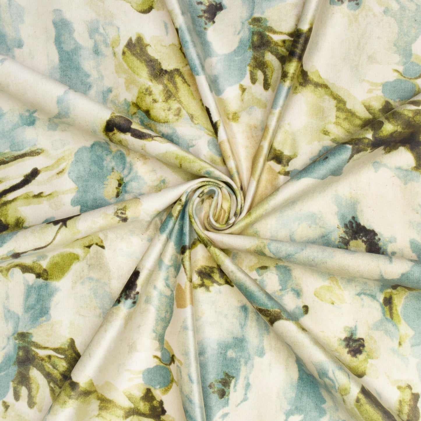 Printed Velvet Peony Blue 140cm - Ragland Fabrics