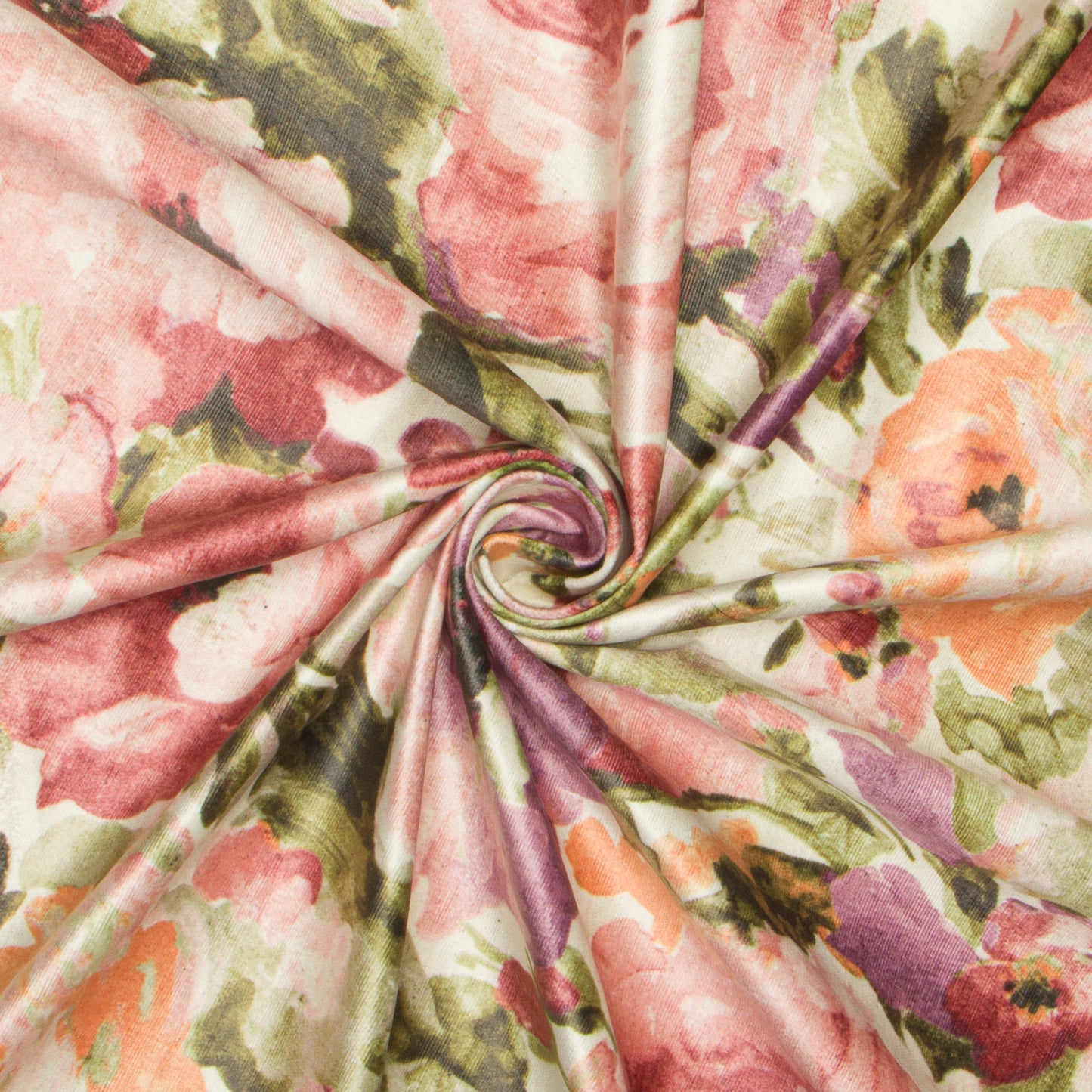 Printed Velvet Peony Pink 140cm