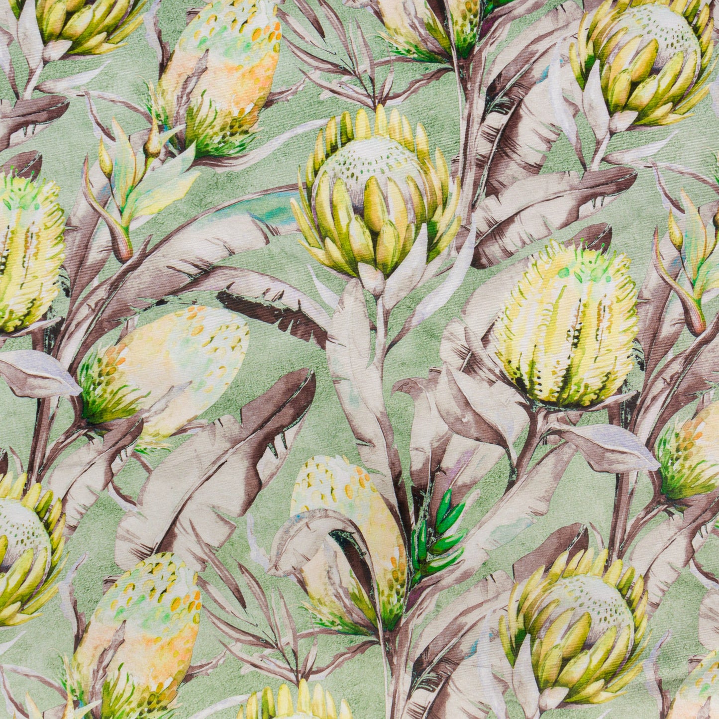 Printed Velvet Protea Fields Yellow 140cm - CLOSEOUT