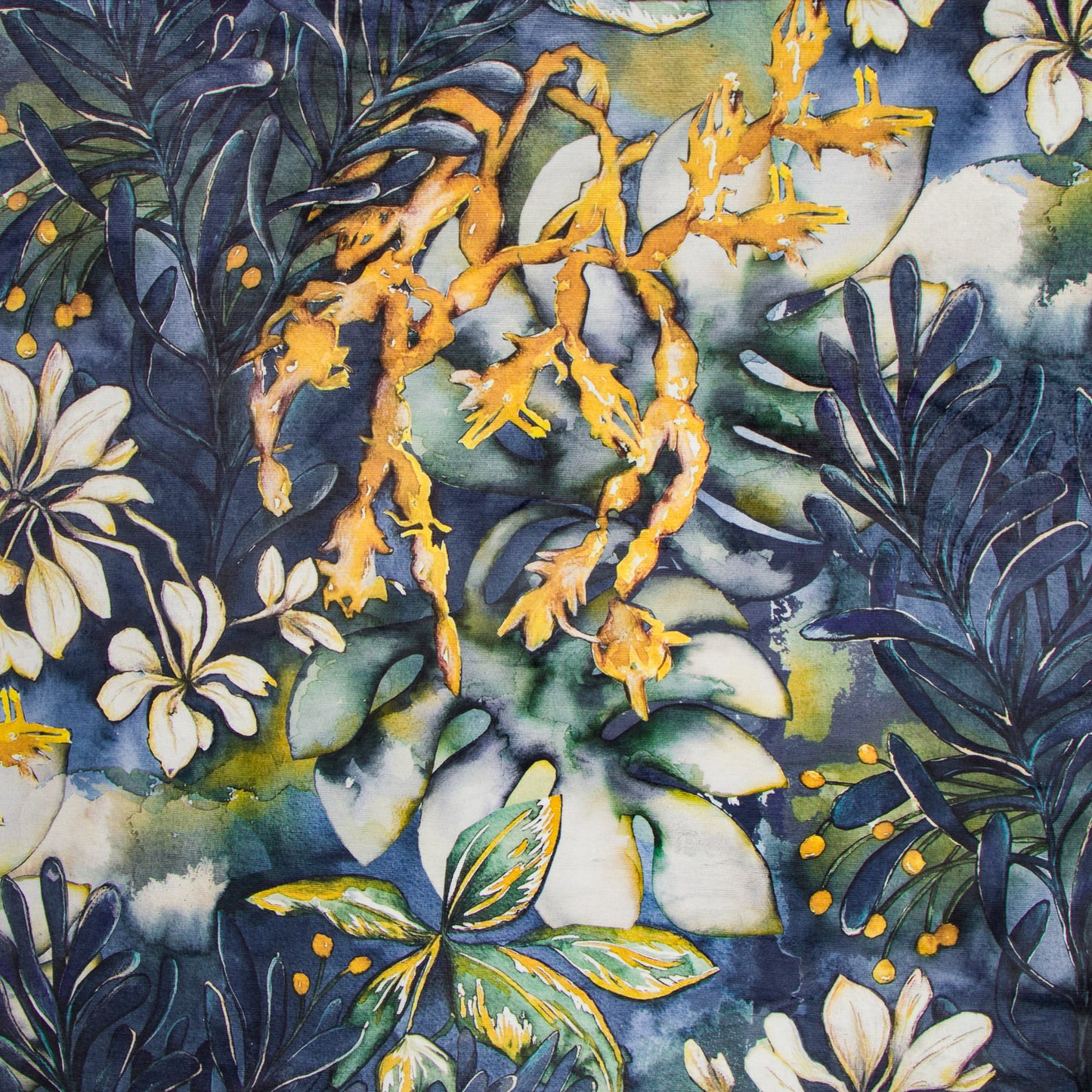 Printed Velvet Botanica Blue140cm