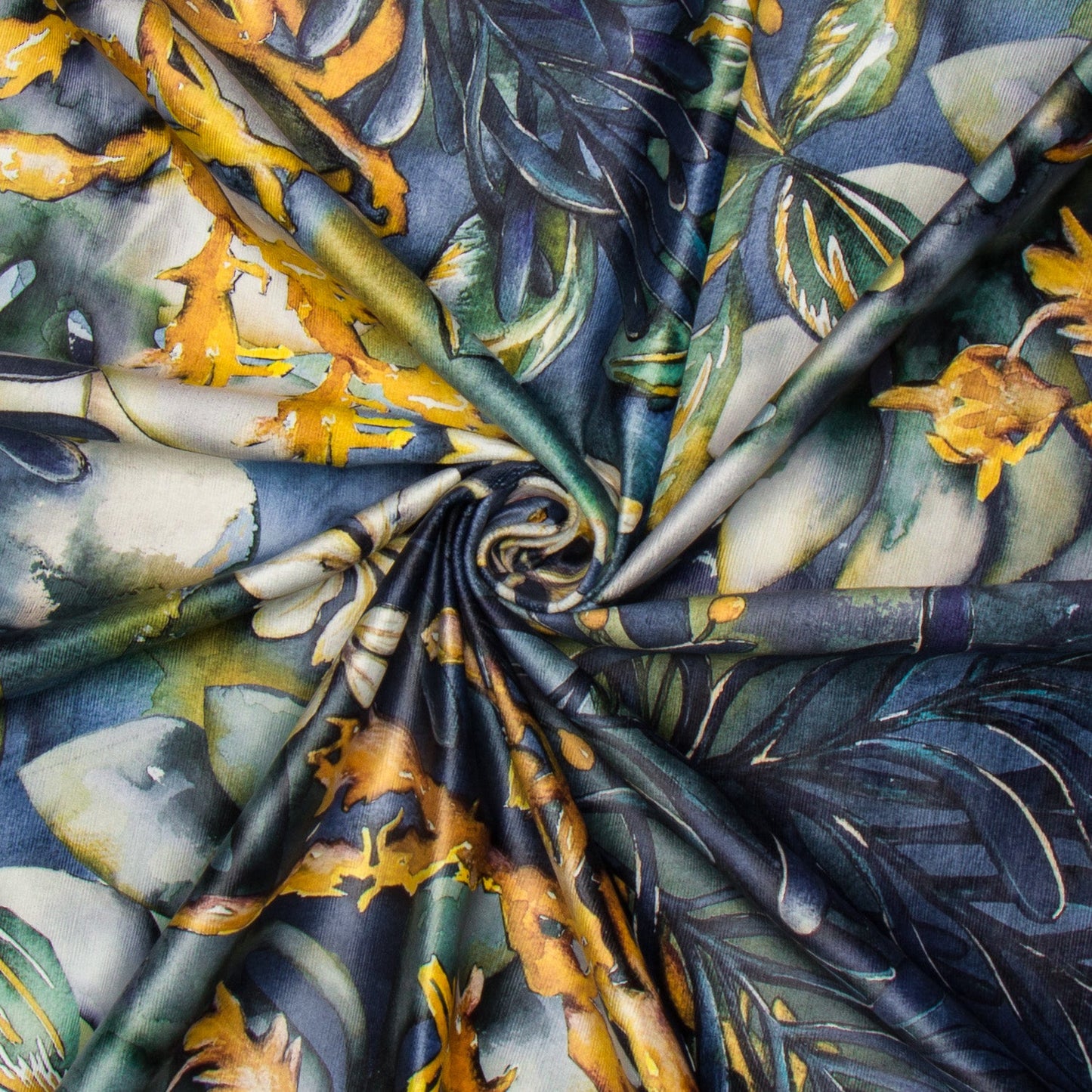 Printed Velvet Botanica Blue140cm - Ragland Fabrics