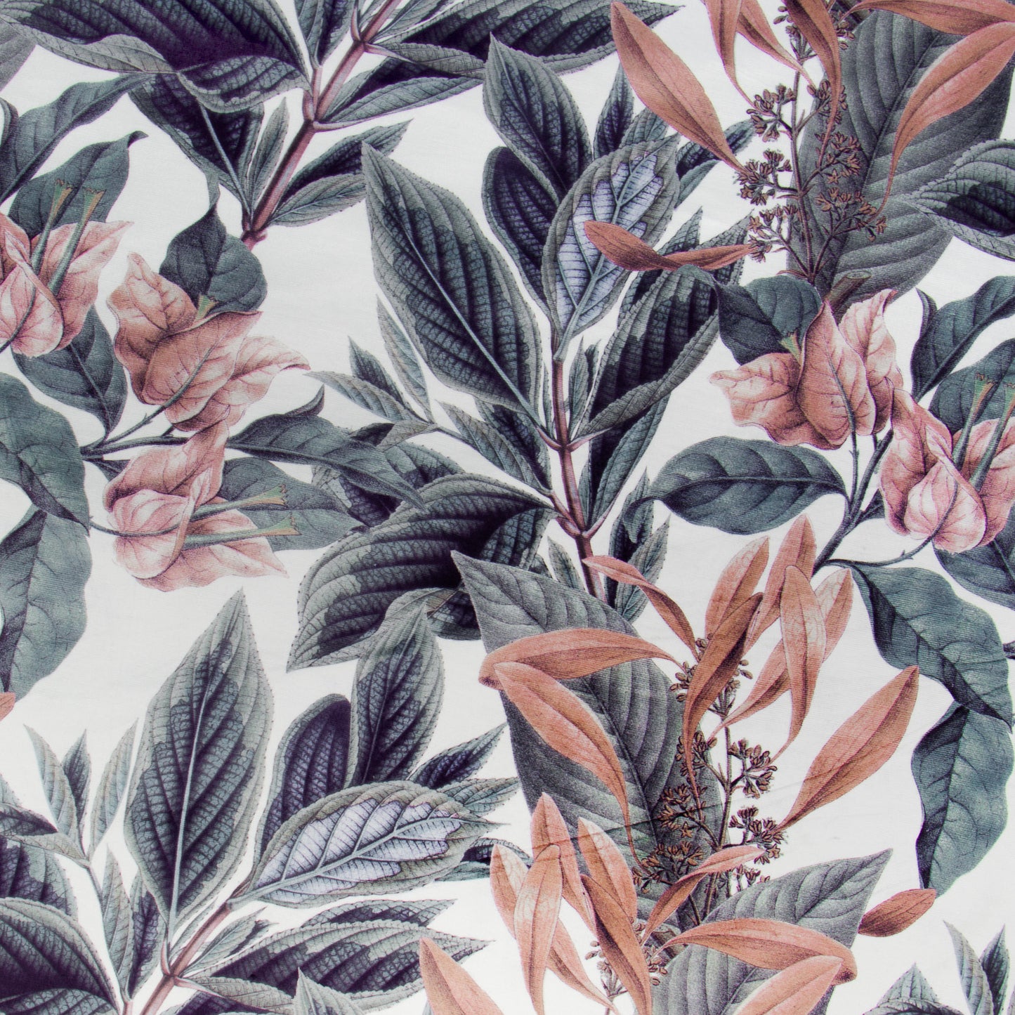 Printed Velvet Bougainvillea Coral 140cm