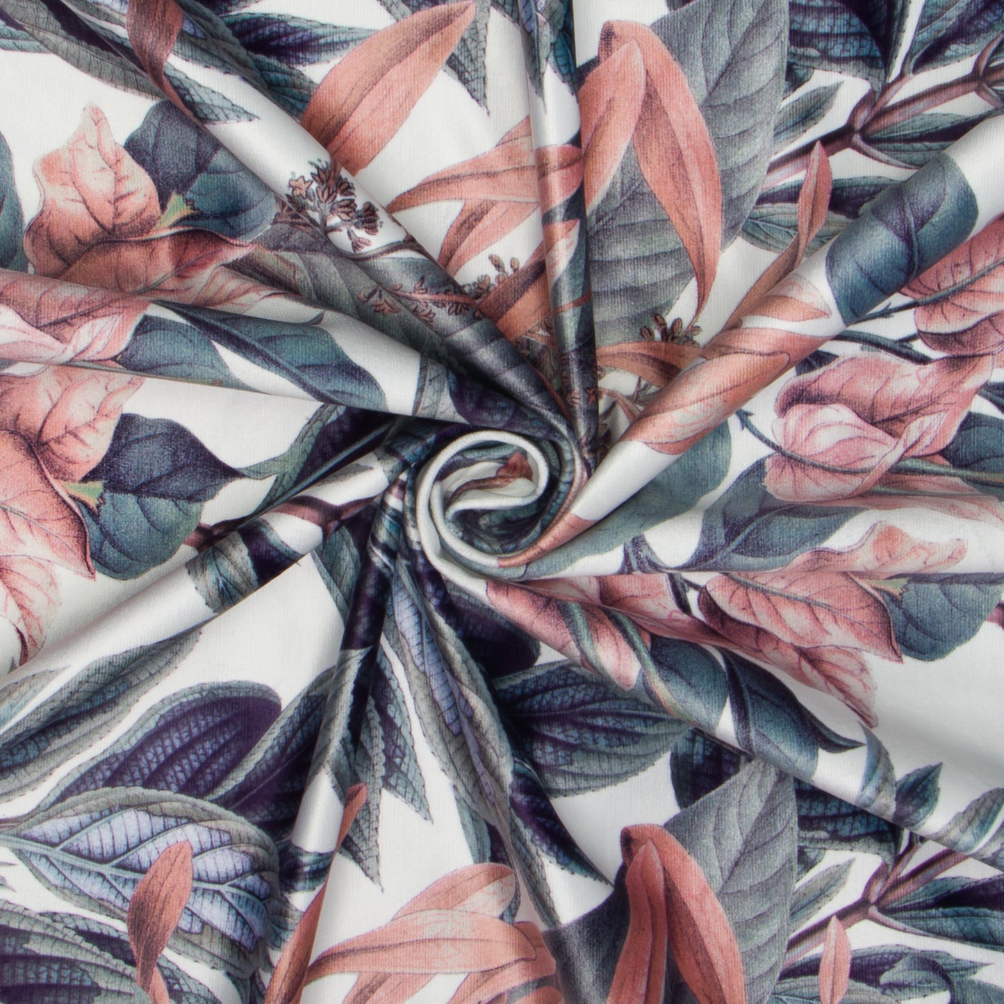 Printed Velvet Bougainvillea Coral 140cm