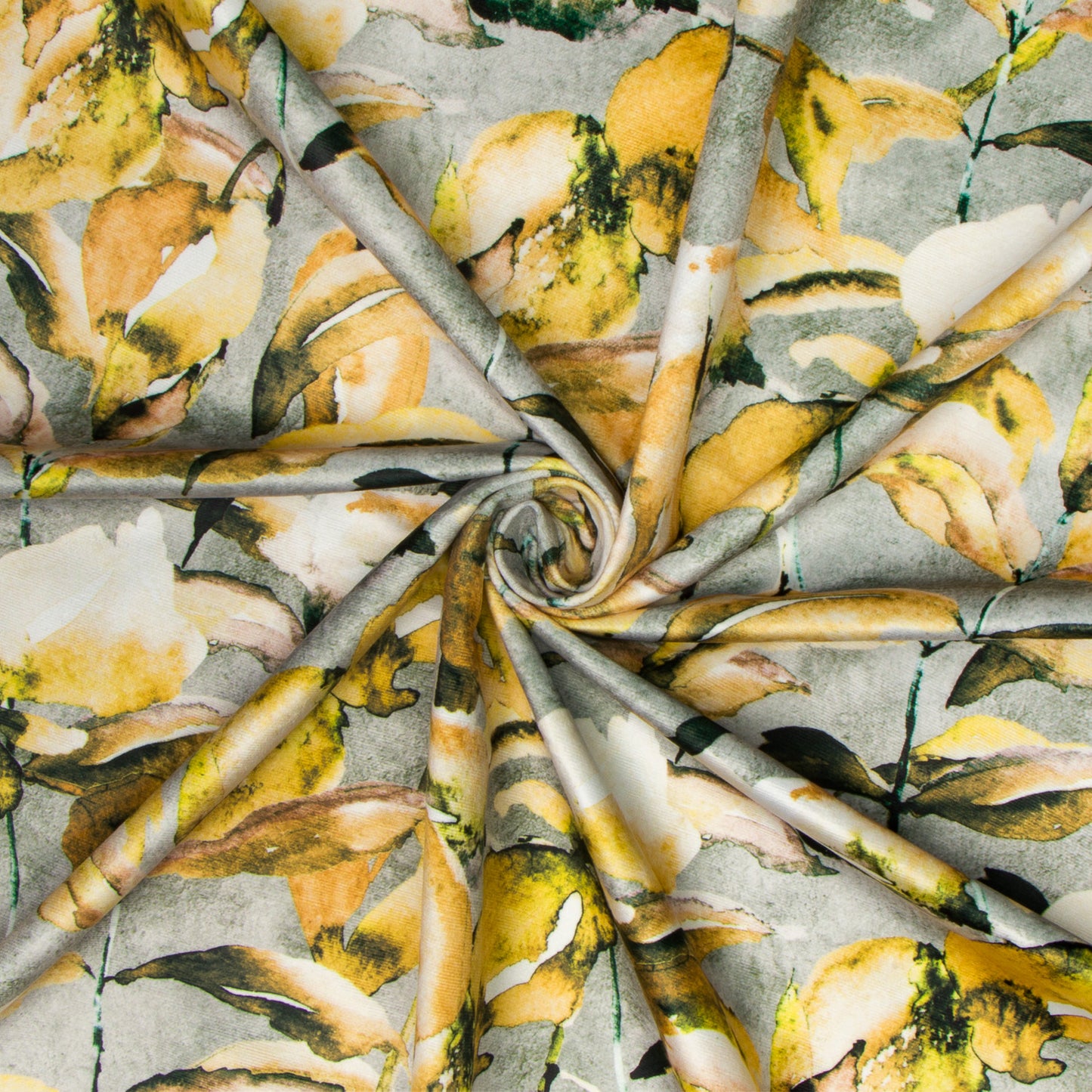 Printed Velvet Laurel Ochre 140cm - CLOSEOUT - Ragland Fabrics
