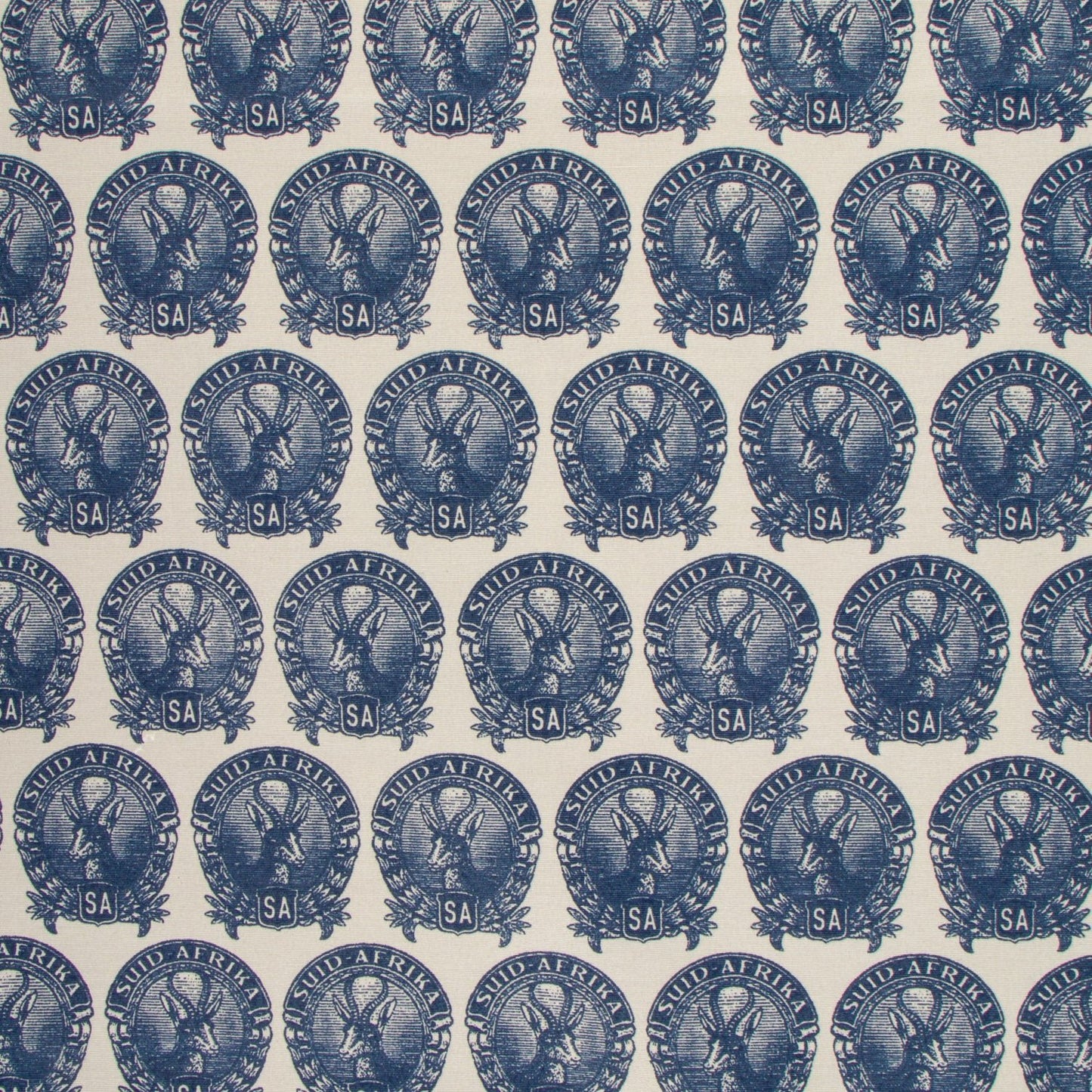 Printed Poly Cotton Springbok Stamp Navy 140cm - Ragland Fabrics