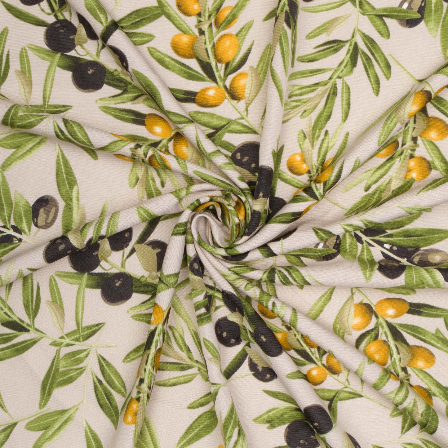 Printed Mini Matt Olive Grey Background Small Leaf - Ragland Fabrics