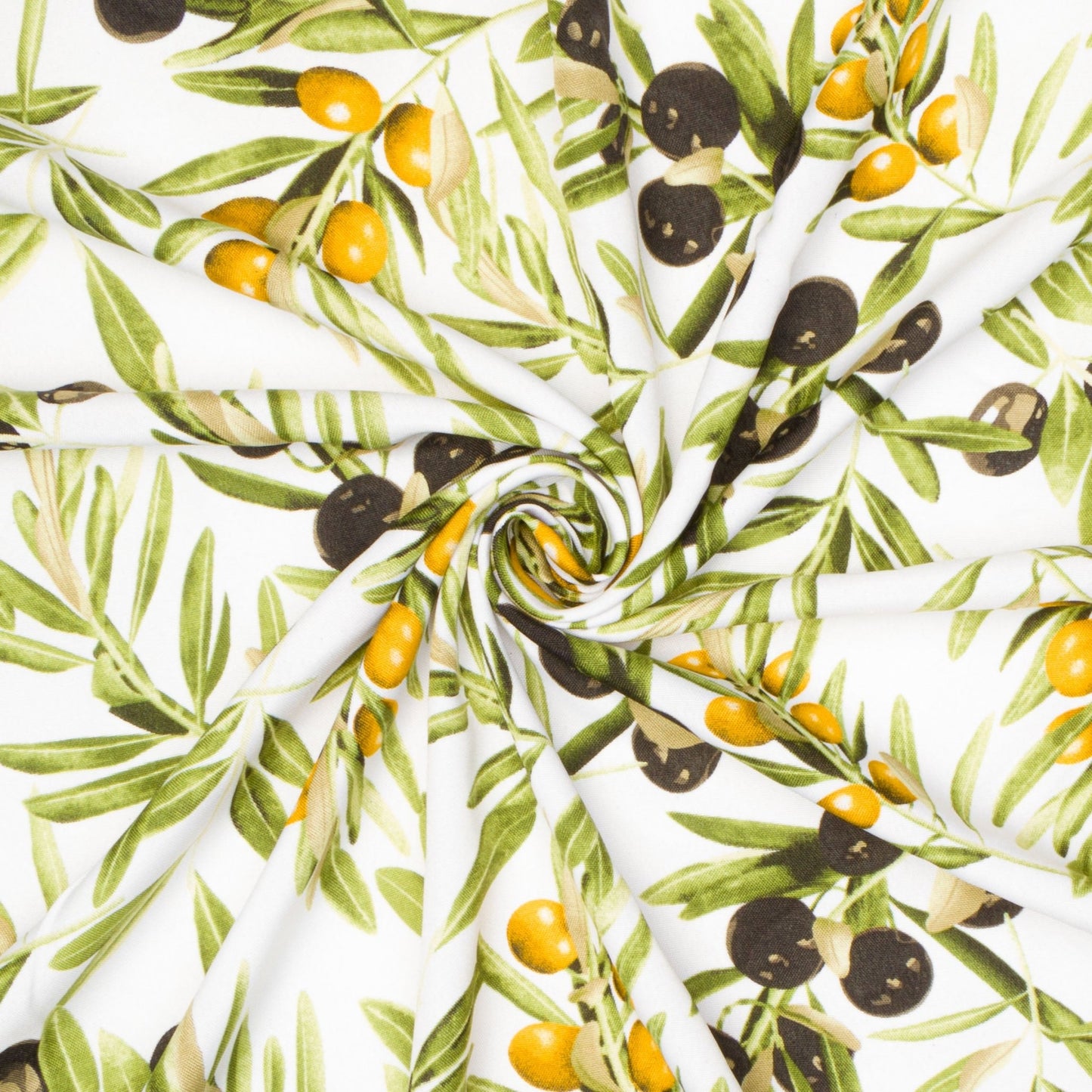 Printed Mini Matt Olive White Background Small Leaf - Ragland Fabrics