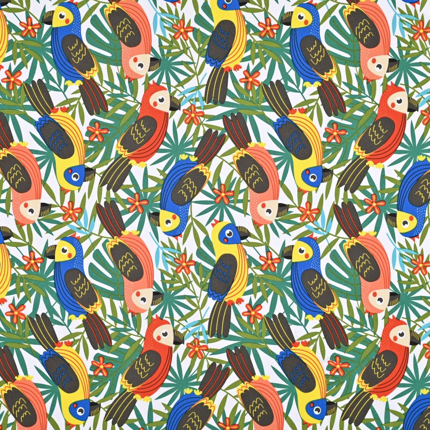 Printed Mini Matt Parrot Party Cobalt - Ragland Fabrics