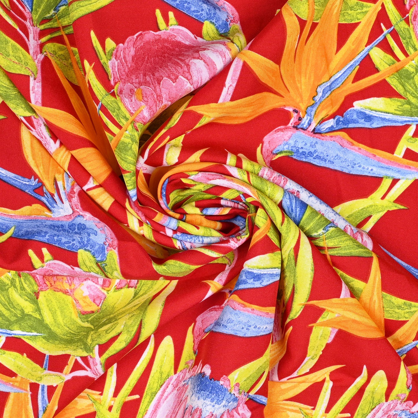 Printed Mini Matt Protea & Strelitzia Red - Ragland Fabrics