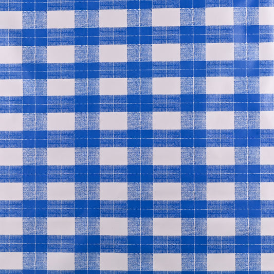 PVC Table Cloth Plastic Blue Check